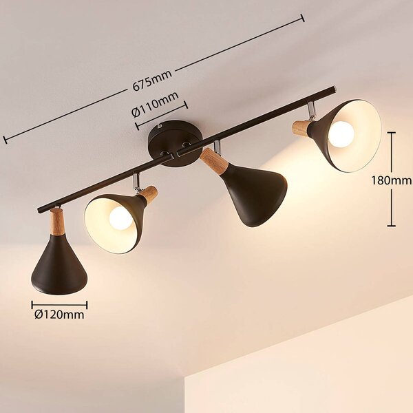 Lampa sufitowa Lindby Arina, 68 cm, czarna, 4-punktowa, E14 Arina Lindby, możliwość ściemniania, czarny, sypialnia, metal, nowoczesny