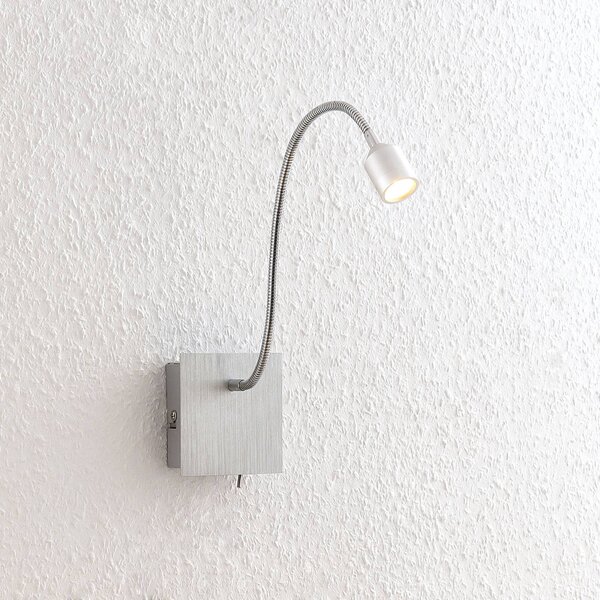 Lindby Kinkiet LED Anjalee, aluminiowy / szary / cynkowy, salon / jadalnia, aluminium, nowoczesny