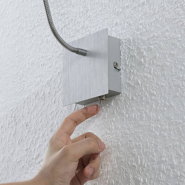 Lindby Kinkiet LED Anjalee, aluminiowy / szary / cynkowy, salon / jadalnia, aluminium, nowoczesny