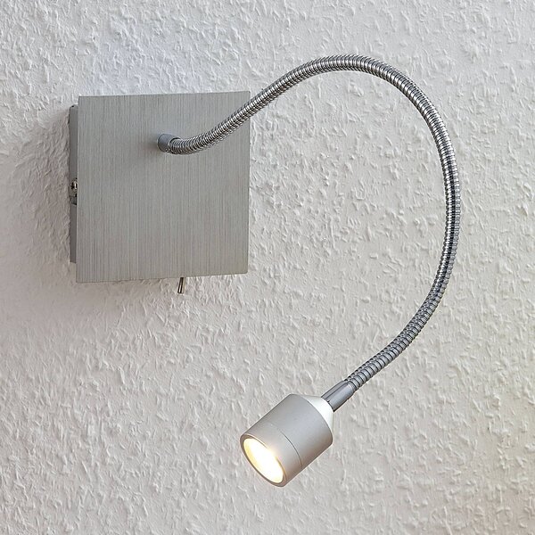 Lindby Kinkiet LED Anjalee, aluminiowy / szary / cynkowy, salon / jadalnia, aluminium, nowoczesny