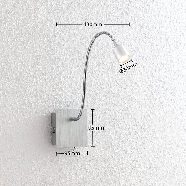 Lindby Kinkiet LED Anjalee, aluminiowy / szary / cynkowy, salon / jadalnia, aluminium, nowoczesny