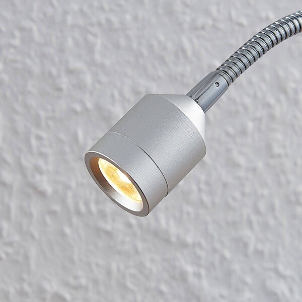 Lindby Kinkiet LED Anjalee, aluminiowy / szary / cynkowy, salon / jadalnia, aluminium, nowoczesny