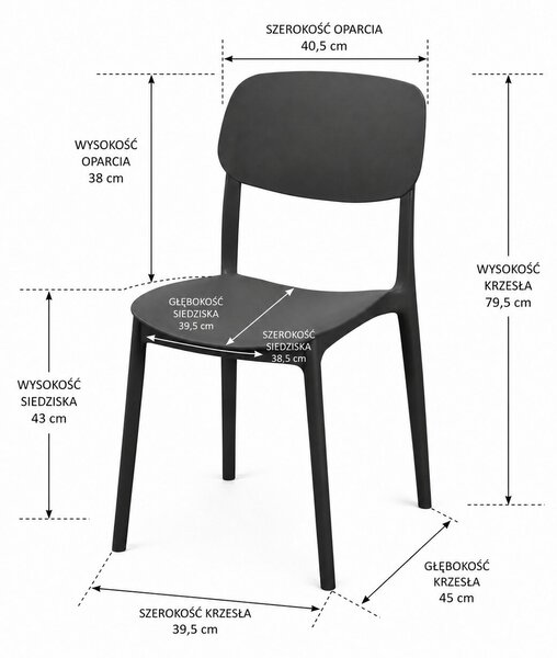 Krzesło kawiarniane restauracyjne Linea czarne