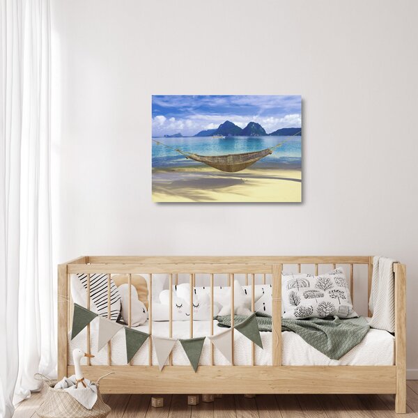 Obraz na szkle hamaka na plaży 2 (70x50 cm)