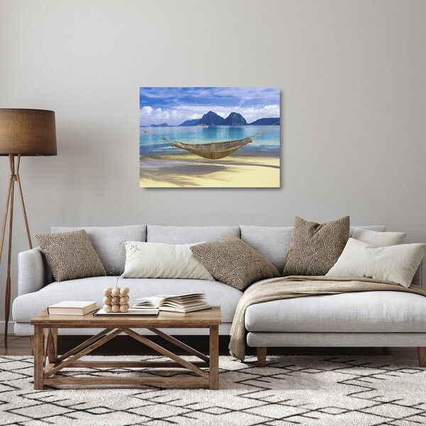 Obraz na szkle hamaka na plaży 2 (70x50 cm)