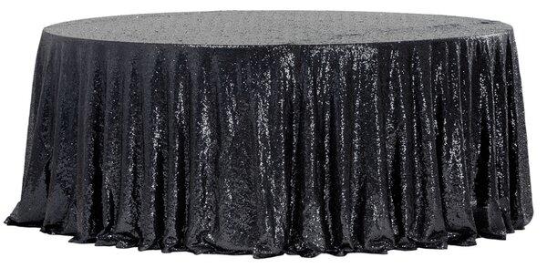 Obrus cekinowy czarny Fi340cm