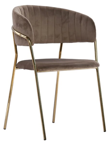 Krzesło welurowe Glamour VELVET ze złotymi nogami - cappuccino