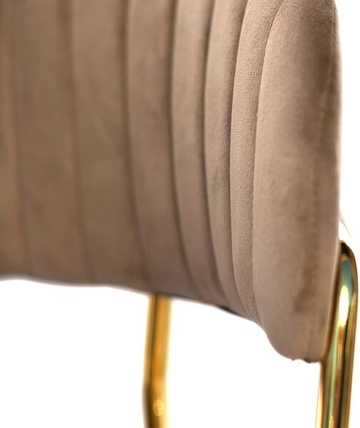 Krzesło welurowe Glamour VELVET ze złotymi nogami - cappuccino