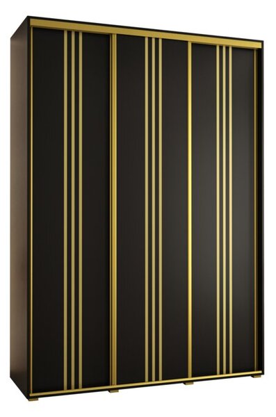 Szafa przesuwna wysoka Davos 6 180, gł. 45 cm czarny + czarny + złoty