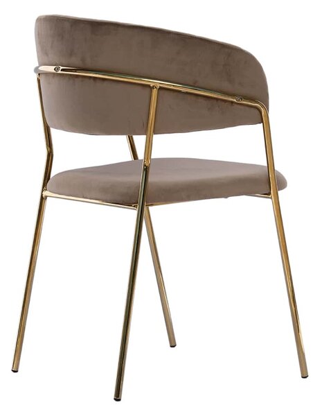 Krzesło welurowe Glamour VELVET ze złotymi nogami - cappuccino