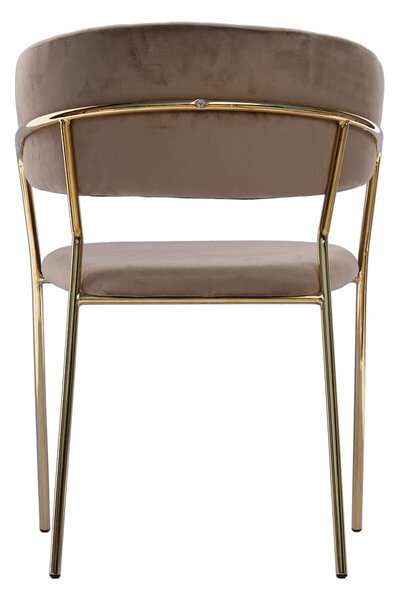 Krzesło welurowe Glamour VELVET ze złotymi nogami - cappuccino