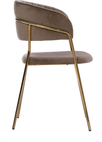 Krzesło welurowe Glamour VELVET ze złotymi nogami - cappuccino