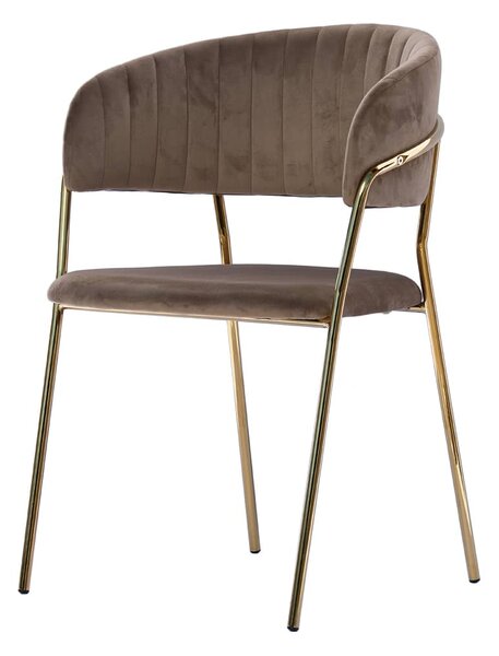 Krzesło welurowe Glamour VELVET ze złotymi nogami - cappuccino
