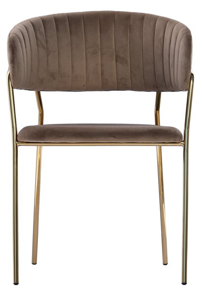 Krzesło welurowe Glamour VELVET ze złotymi nogami - cappuccino