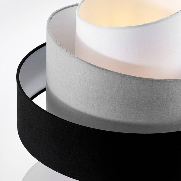 Lampa sufitowa Coria Lindby, możliwość ściemniania, aluminiowy / szary / cynkowy, salon / jadalnia, tkanina / materiał / jedwab, nowoczesny