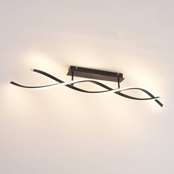 Lampa sufitowa LED Welina Lindby, możliwość ściemniania, czarny, salon / jadalnia, metal, nowoczesny