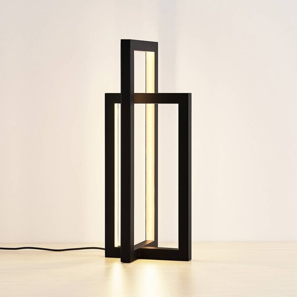 Lampa stołowa LED Hylda Lucande, możliwość ściemniania, czarny, salon / jadalnia, aluminium, nowoczesny