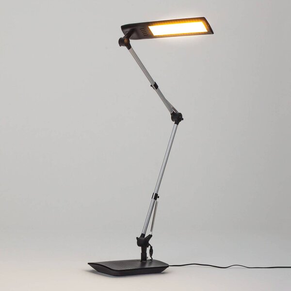 Lampa stołowa LED FELIPE Lindby, możliwość ściemniania, aluminiowy / szary / cynkowy, biuro, nowoczesny