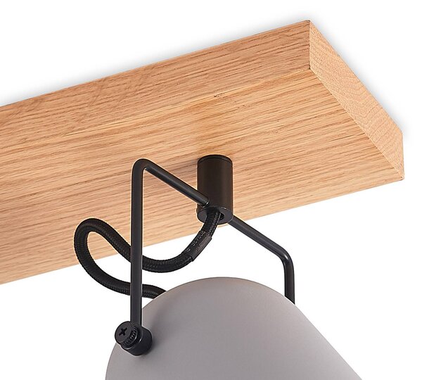 Lindby Adalin lampa sufitowa, 4-punktowa, szara Lindby, możliwość ściemniania, jasne drewno, salon / jadalnia, drewno, nowoczesny