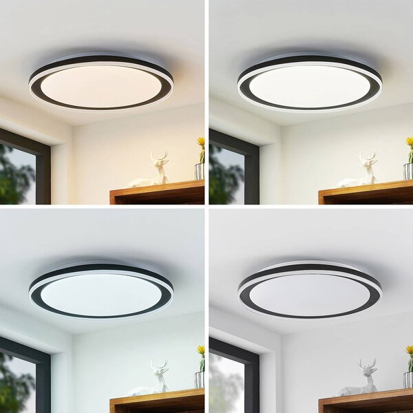Lampa sufitowa LED Verdan Lindby, możliwość ściemniania, czarny, salon / jadalnia, metal, nowoczesny