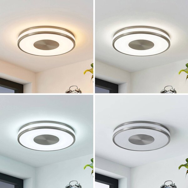 Lampa sufitowa LED Fjella Lindby, możliwość ściemniania, aluminiowy / szary / cynkowy, salon / jadalnia, metal, nowoczesny