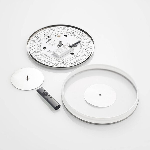 Lampa sufitowa LED Fjella Lindby, możliwość ściemniania, aluminiowy / szary / cynkowy, salon / jadalnia, metal, nowoczesny