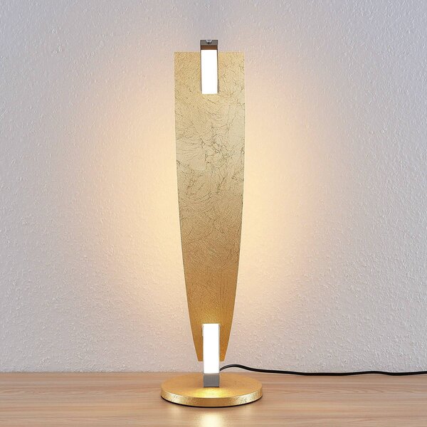 Lampa stołowa LED Marija Lucande, możliwość ściemniania, mosiężny / złoty, salon / jadalnia, metal, nowoczesny
