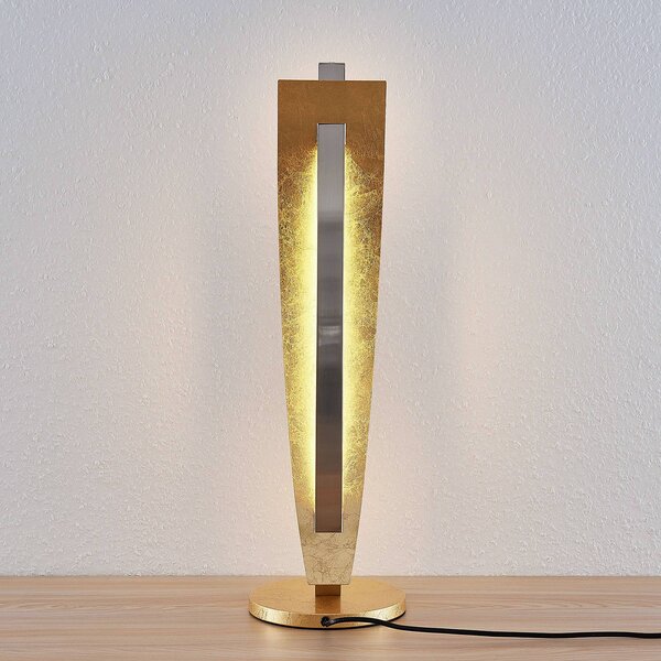 Lampa stołowa LED Marija Lucande, możliwość ściemniania, mosiężny / złoty, salon / jadalnia, metal, nowoczesny