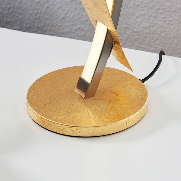 Lampa stołowa LED Marija Lucande, możliwość ściemniania, mosiężny / złoty, salon / jadalnia, metal, nowoczesny