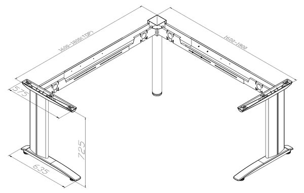 Biurko PRIMO FLEXIBLE 1800 x 1800 mm, grafitowy