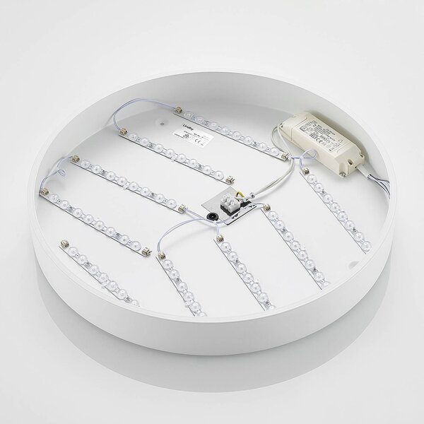 Lampa sufitowa LED Simera Lindby, możliwość ściemniania, biały / opal, salon / jadalnia, tworzywo sztuczne, nowoczesny