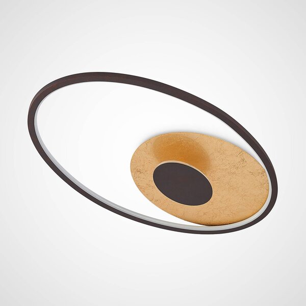 Lampa sufitowa LED Feival Lindby, możliwość ściemniania, brązowy / rdzawy, salon / jadalnia, metal, nowoczesny