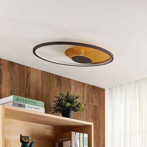 Lampa sufitowa LED Feival Lindby, możliwość ściemniania, brązowy / rdzawy, salon / jadalnia, metal, nowoczesny