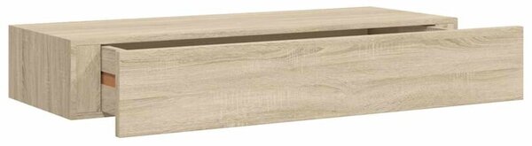 Półka ścienna z szufladą, kolor dębu, 60 x 23,5 x 10 cm, mdf