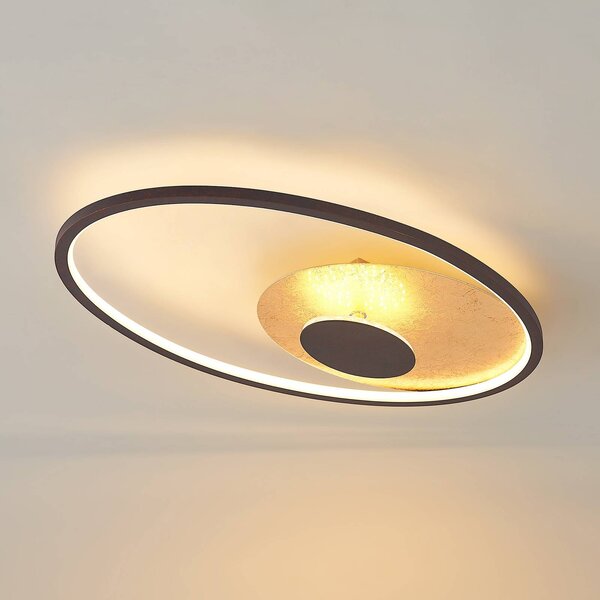 Lampa sufitowa LED Feival Lindby, możliwość ściemniania, brązowy / rdzawy, salon / jadalnia, metal, nowoczesny