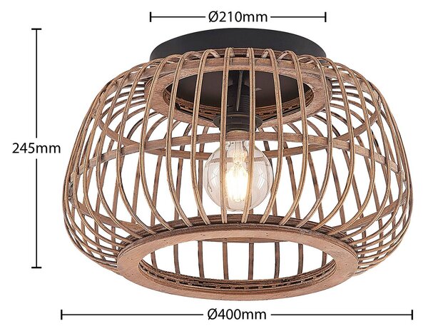 Lampa sufitowa Bominio Lindby, możliwość ściemniania, jasne drewno, salon / jadalnia, drewno, skandynawski