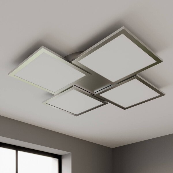 Lampa sufitowa LED Ilira Lucande, możliwość ściemniania, aluminiowy / szary / cynkowy, kuchnia, aluminium, nowoczesny