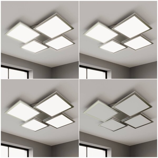Lampa sufitowa LED Ilira Lucande, możliwość ściemniania, aluminiowy / szary / cynkowy, kuchnia, aluminium, nowoczesny