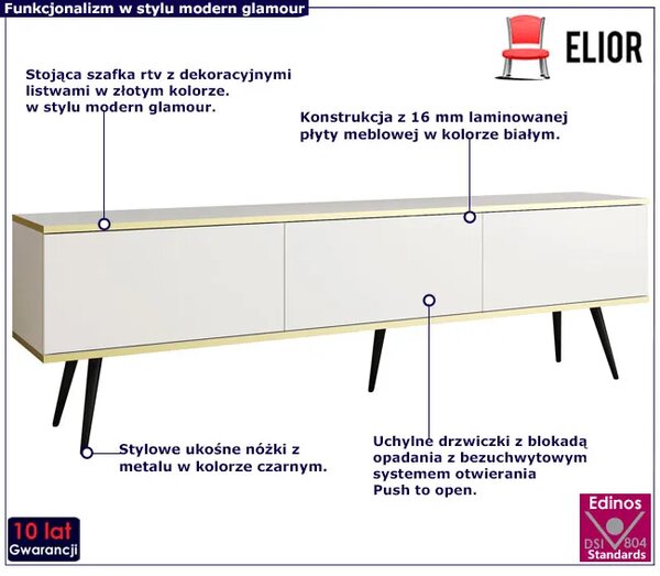 Stojąca długa szafka na TV biały + czarny - Ormond 9X