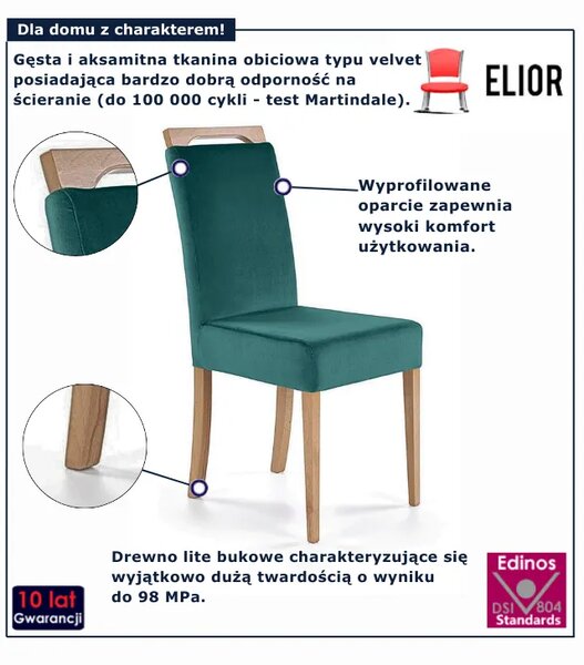 Zielone tapicerowane krzesło welurowe B6-D35