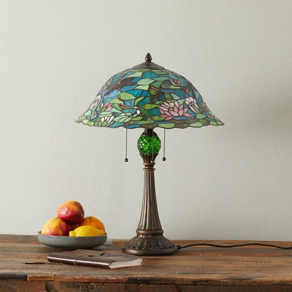 Clayre&Eef Lampa stołowa tiffany Waterlily, multikolor, salon / jadalnia, szkło, tiffany