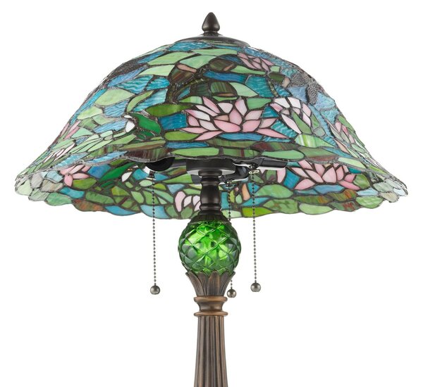 Clayre&Eef Lampa stołowa tiffany Waterlily, multikolor, salon / jadalnia, szkło, tiffany