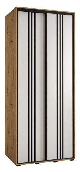 Szafa przesuwna wysoka Davos 6 110, gł. 60 cm artisan + biały + czarny