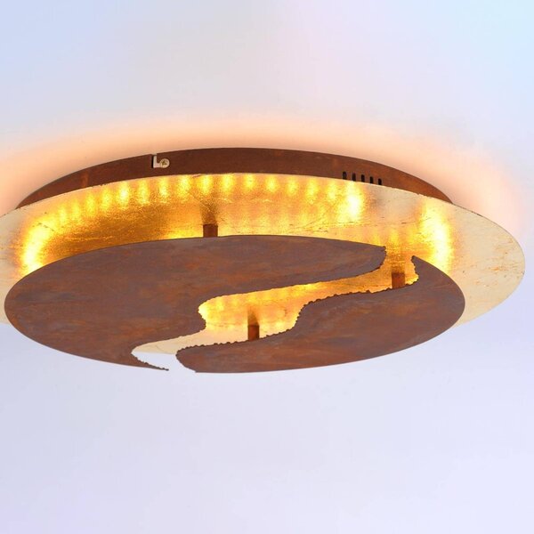 Paul Neuhaus Lampa sufitowa LED Nevis, możliwość ściemniania, brązowy / rdzawy, salon / jadalnia, metal, nowoczesny