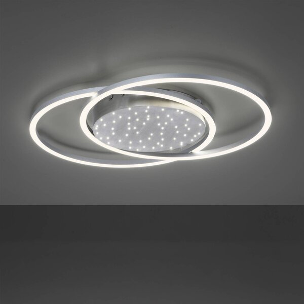 Paul Neuhaus Lampa sufitowa LED Yuki, możliwość ściemniania, aluminiowy / szary / cynkowy, salon / jadalnia, aluminium, nowoczesny
