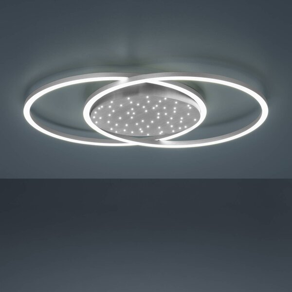 Paul Neuhaus Lampa sufitowa LED Yuki, możliwość ściemniania, aluminiowy / szary / cynkowy, salon / jadalnia, aluminium, nowoczesny