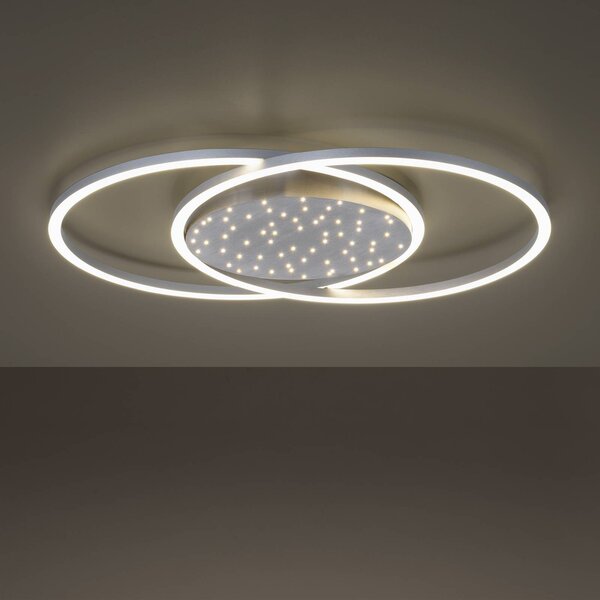Paul Neuhaus Lampa sufitowa LED Yuki, możliwość ściemniania, aluminiowy / szary / cynkowy, salon / jadalnia, aluminium, nowoczesny