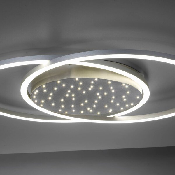 Paul Neuhaus Lampa sufitowa LED Yuki, możliwość ściemniania, aluminiowy / szary / cynkowy, salon / jadalnia, aluminium, nowoczesny