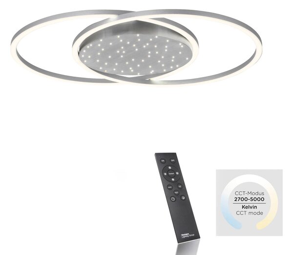 Paul Neuhaus Lampa sufitowa LED Yuki, możliwość ściemniania, aluminiowy / szary / cynkowy, salon / jadalnia, aluminium, nowoczesny