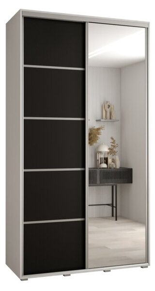 Szafa przesuwna wysoka Davos 5 130, gł. 45 cm biały + czarny + srebrny